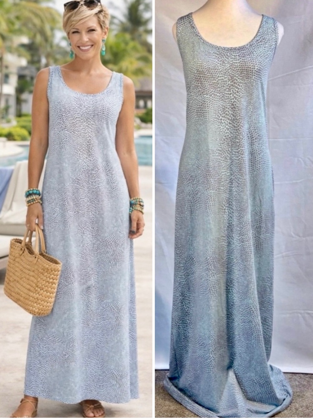 J.McLaughlin Catalina Cloth Maxi Dress Built In Bra Travel Ready Sz XL🧡